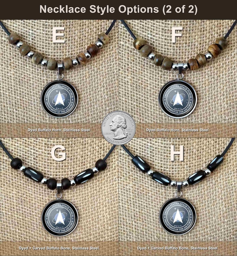 US Space Force Gift Charm Pendant Necklace Leather Cord Choker Men/'s Women/'s Unisex