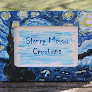 Handpainted Picture Frame, inspired by Vincent van Gogh&#39;s Starry Night, Prom Frame, Homecoming Frame, Custom Ordered, Personalized