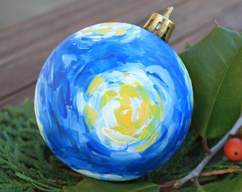 Custom Handpainted Ornament, Starry Night, Starry Night Ornament, Van Gogh, Ball Ornament, Painted Christmas Ball