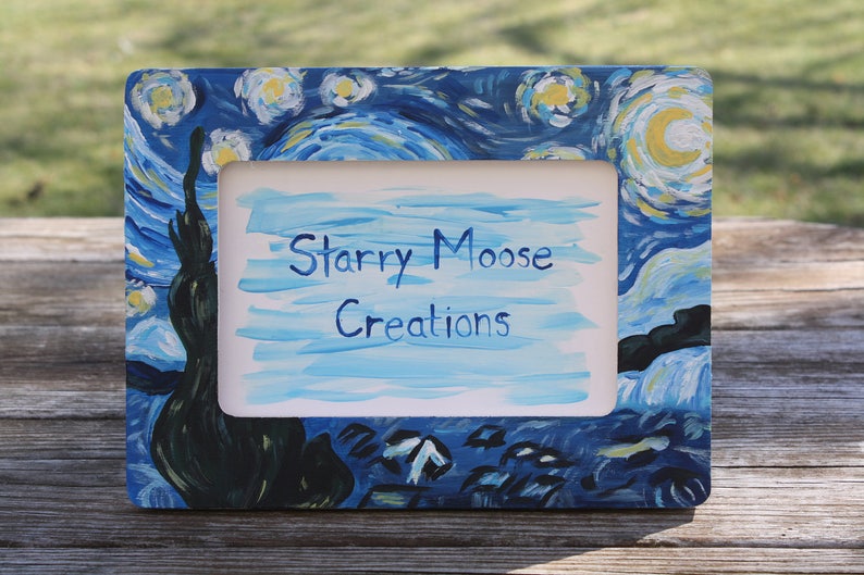 Handpainted Max 86% Seasonal Wrap Introduction OFF Picture Frame inspired by van Gogh#39;s Vincent St