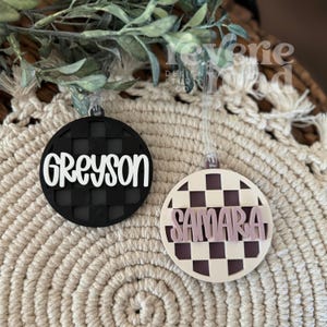 Personalized Checkered Acrylic Keychain | Custom Name Tag | Back to School Gift | Backpack Tag