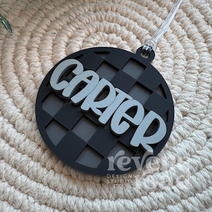 Personalized Checkered Acrylic Keychain | Custom Name Tag | Back to School Gift | Backpack Tag