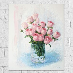 Original Rose Oil Painting: 3D Textured Impasto Floral Art