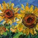 Sunflower Ukraine painting Digital download file Ukrainian landscape Yellow and blue Sunflower card 