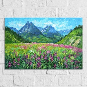 Glacier National Park Painting Montana Wall Art Mountain Original Painting 3d Textured Art Mothers Day gift