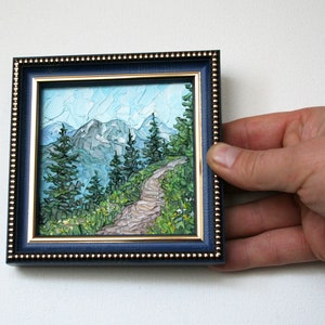 Pintura de las Montañas Rocosas Arte enmarcado pequeño Arte de pared de Colorado Pintura de paisaje Obra de arte original de PrettyArtBoutique