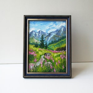 Lace-Gletscher-Nationalpark Malerei Berg original Kunst gerahmte Wandkunst Landschaft Spachtelmalerei