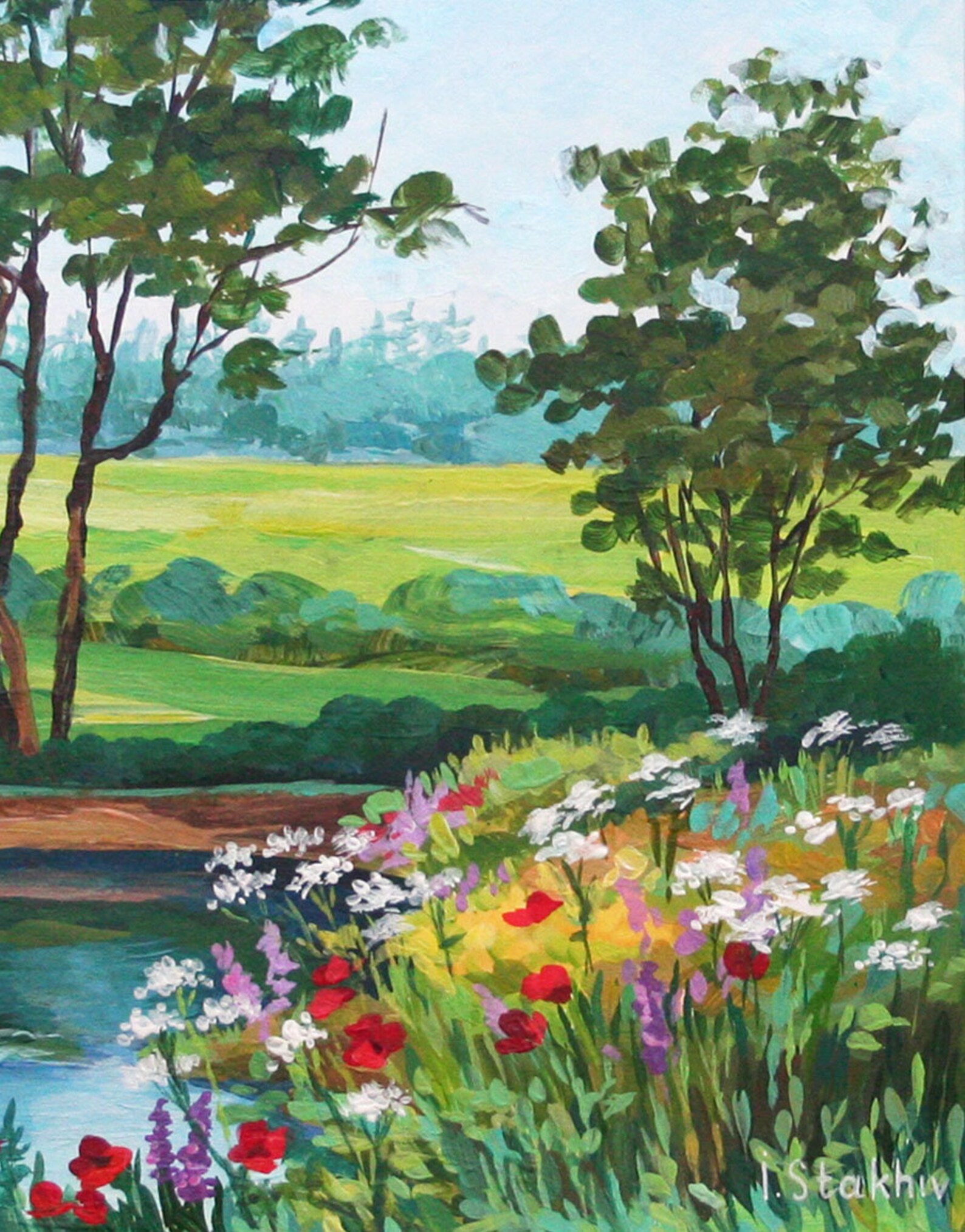 Set of 2 paintings Michigan landscape wall art Floral painting Etsy