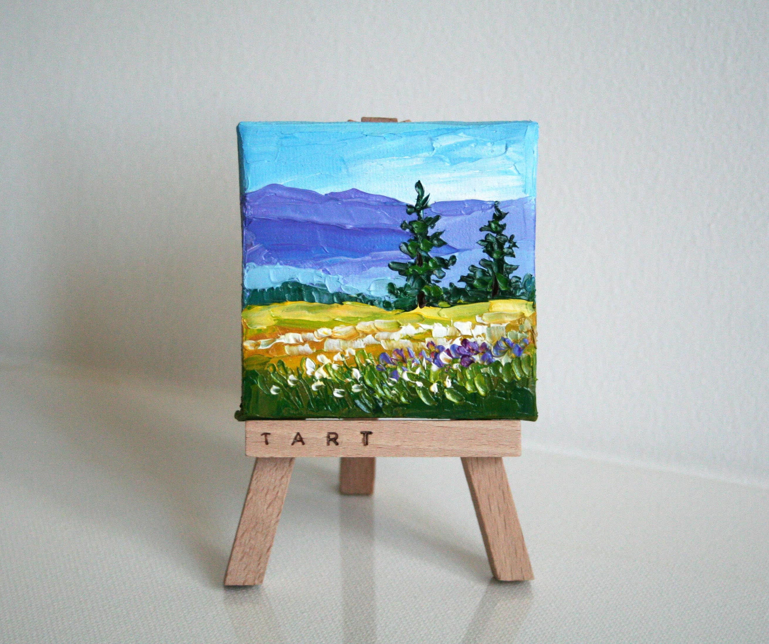 Mini Canvas Art / Mountain Sunset Scene 