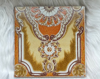 Vintage Italian Ceramic Tile Trivet, Hand Painted MCM Decor