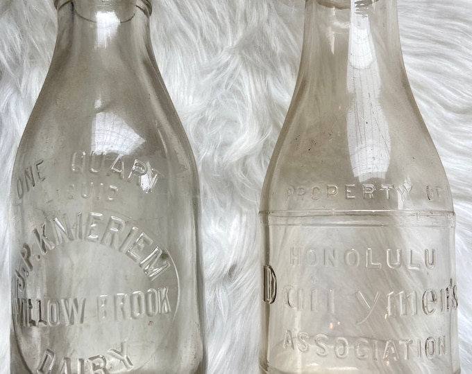 Vintage Clear Glass Milk Jugs Bottles Dairymen's Property Etsy