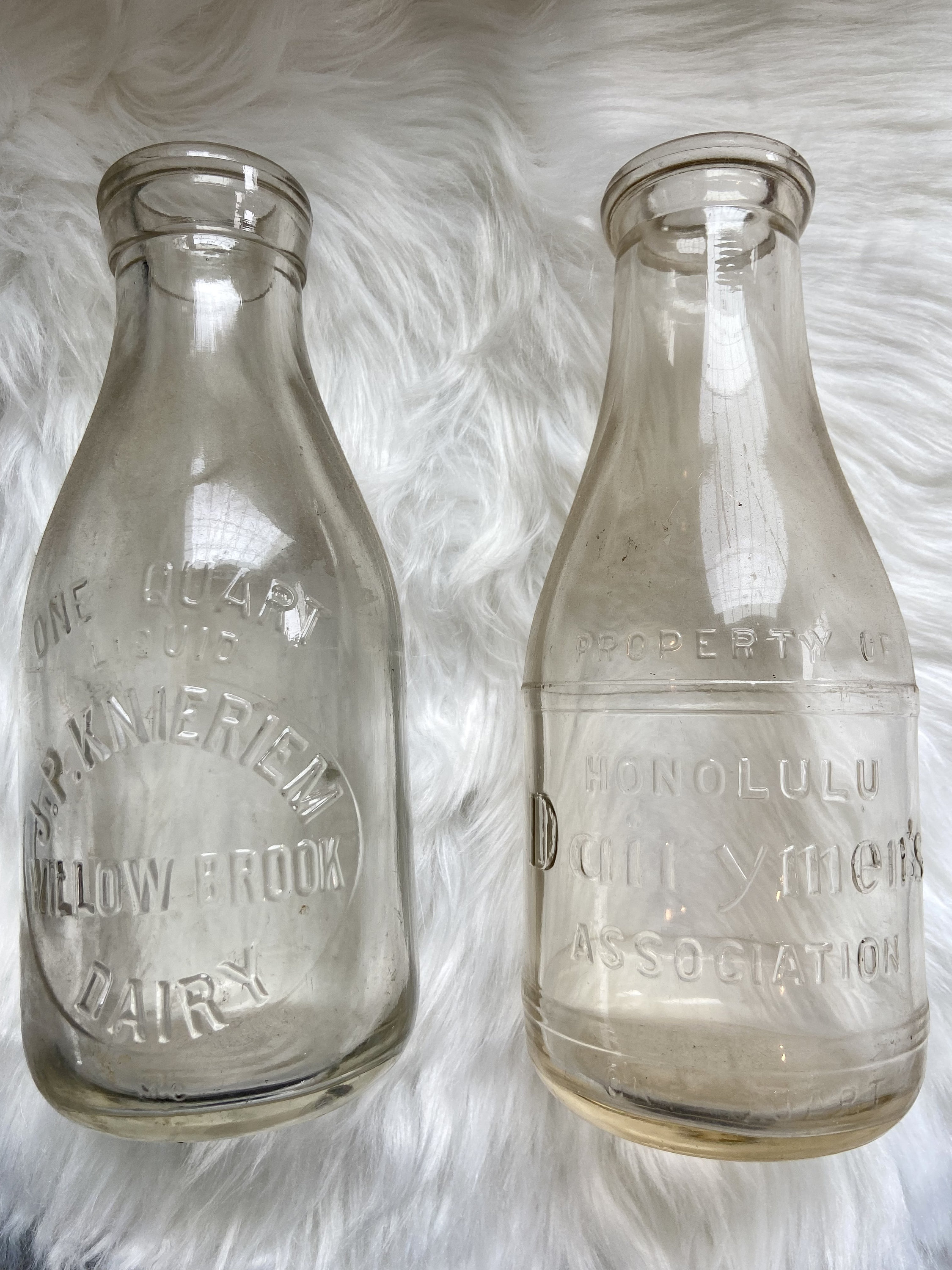 Vintage Clear Glass Milk Jugs Bottles Dairymen's Property Etsy