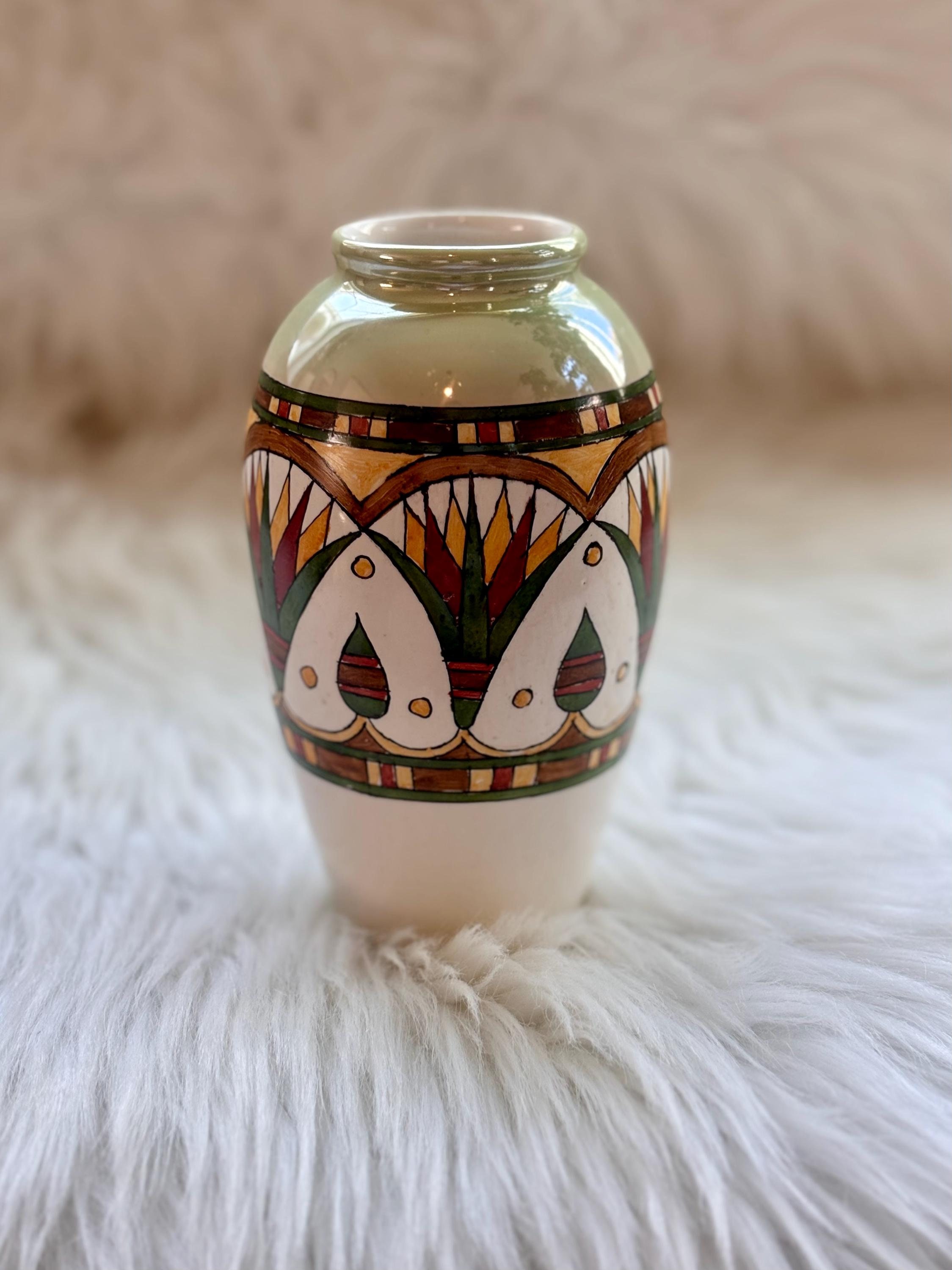 Vintage Rare Unique Collectible Sornaga Egyptian Vase Signed