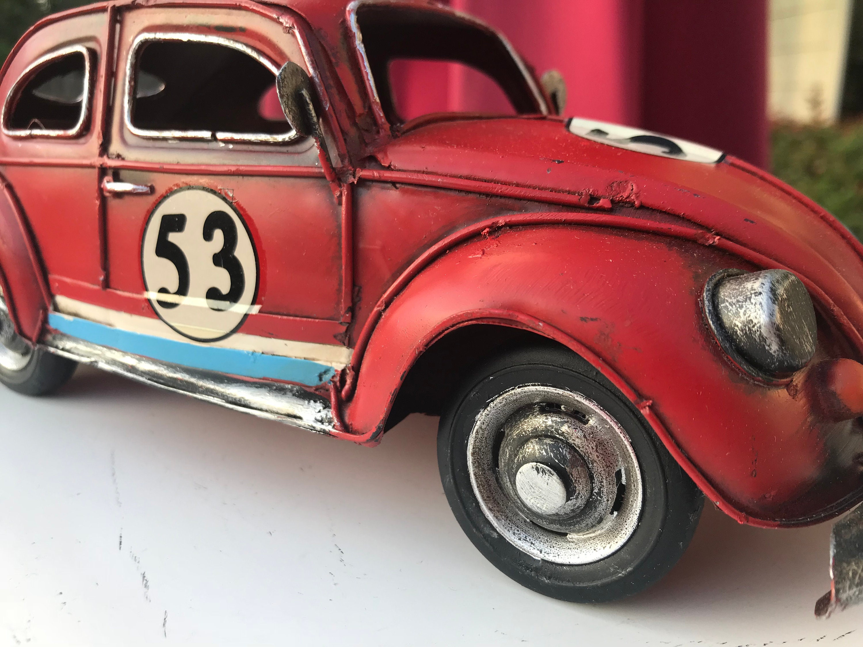 Handmade VW Beetle 10 inches Car Red Retro Volkswagen 53 | Etsy