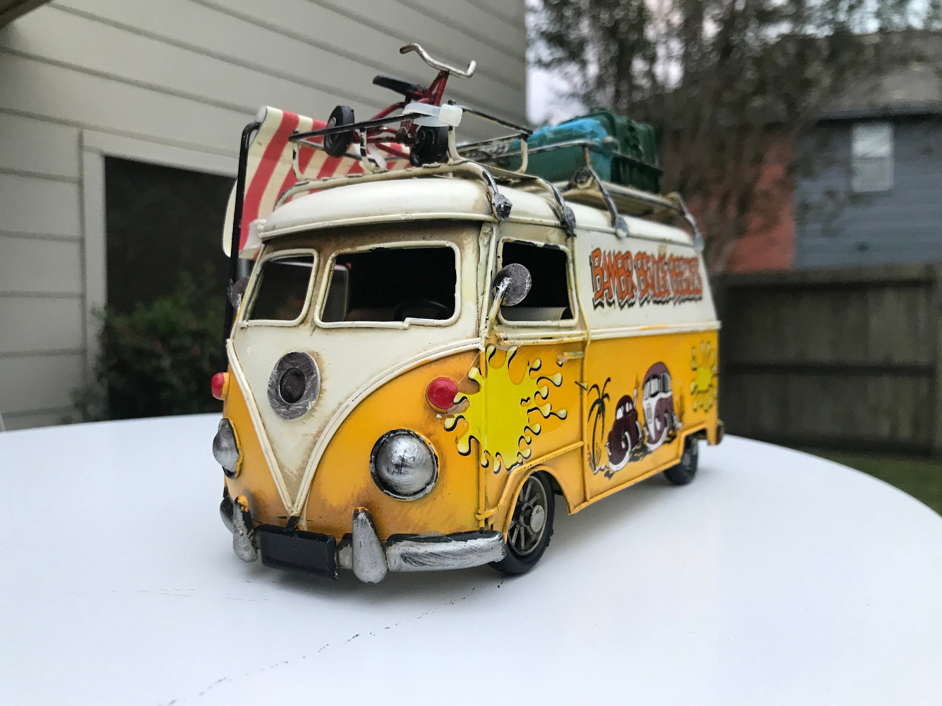 Vintage VW gele 8 inch camper van-Volkswagen miniatuur | Etsy