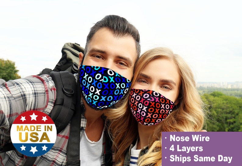 Face Mask with Nose Wire, Filter Pocket, 4 Layer Cool Cotton for Adult, Reusable Washable, Made in USA by Tough Cookie photo