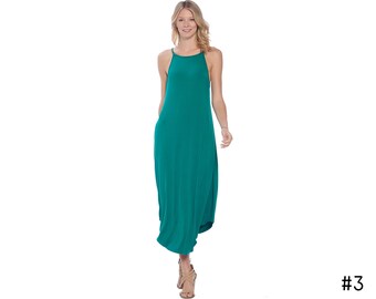 Women’s Modal Maxi Dress – Sleeveless Tank Soft Comfortable with Pockets Casual One Piece  - by BeachCoco