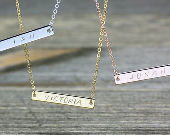 Lululala engraved bar necklace sale