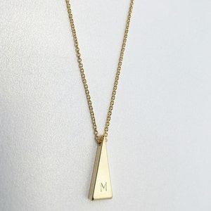 Same day ship til 2 p.m for gift for Mom,Gold Triangle Pendant Necklace -Personalized Necklace, Gold plated, Engraved Necklace,Bar Necklace,