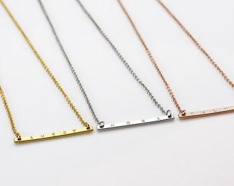 Same day Ship til 2:00 p.m Engraved Name Bar Necklace-Custom Jewelry,Monogram Necklace,gold jewelry,Birthday gift,Christmas gift