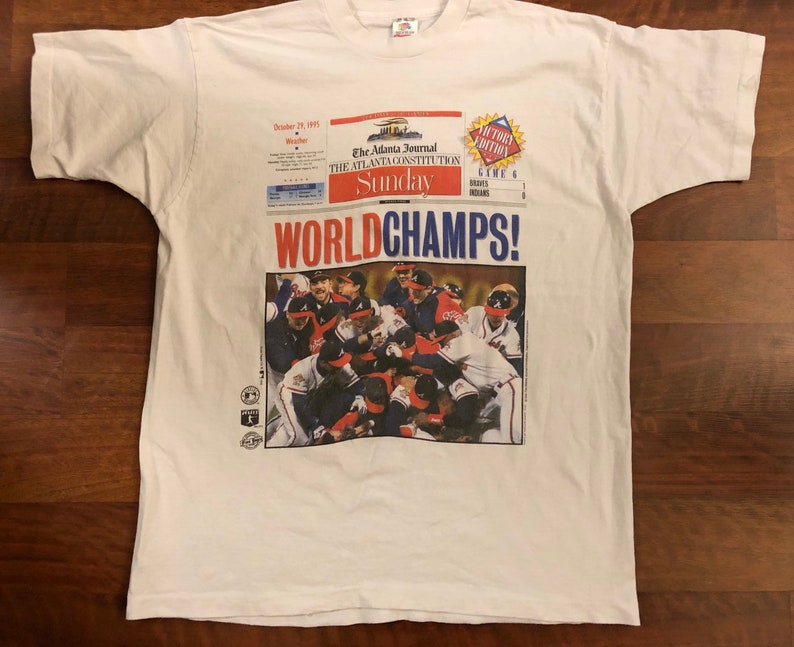 Brand New Vintage 1995 Atlanta Braves World Series Champions White T
