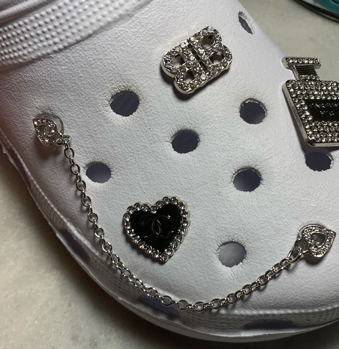 Bling Heart Croc Charm Chain Etsy