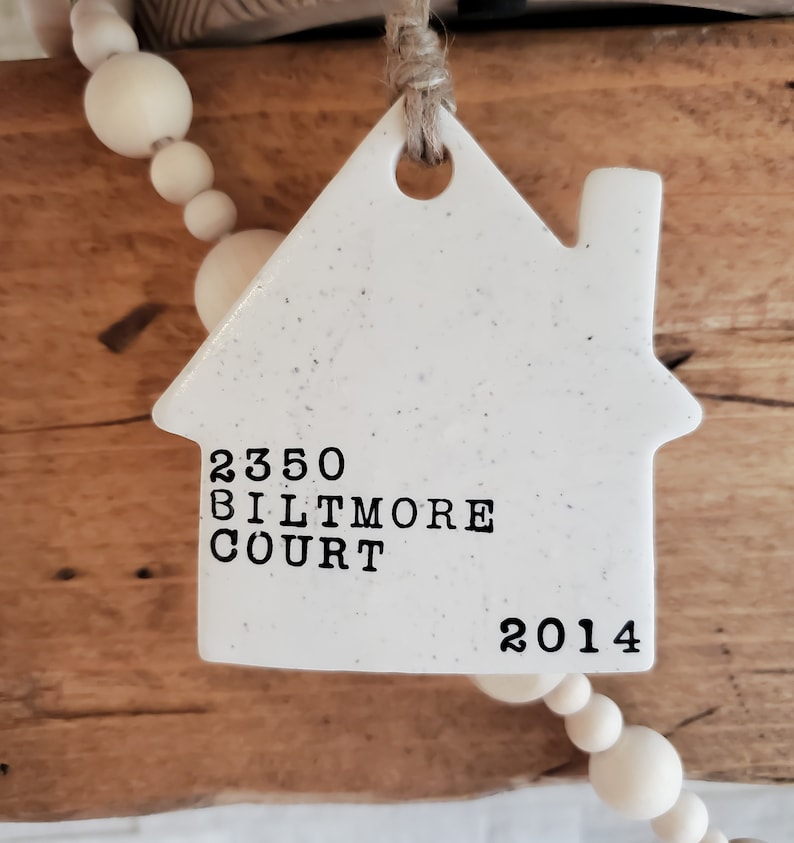Personalized First Home Christmas Ornament / Address / Housewarming Gift / Clay image 7