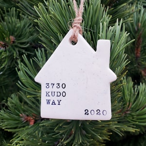 Personalized First Home Christmas Ornament / Address / Housewarming Gift / Clay image 5