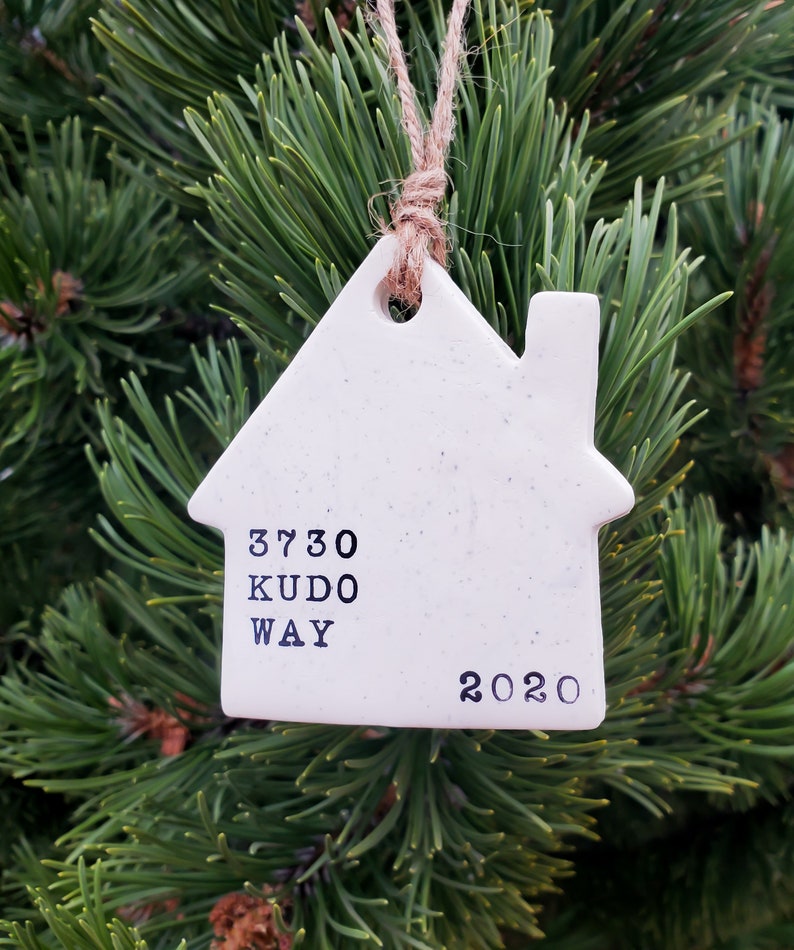 Personalized First Home Christmas Ornament / Address / Housewarming Gift / Clay image 5