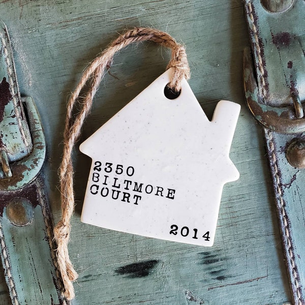 Personalized First Home Christmas Ornament / Address / Housewarming Gift / Clay