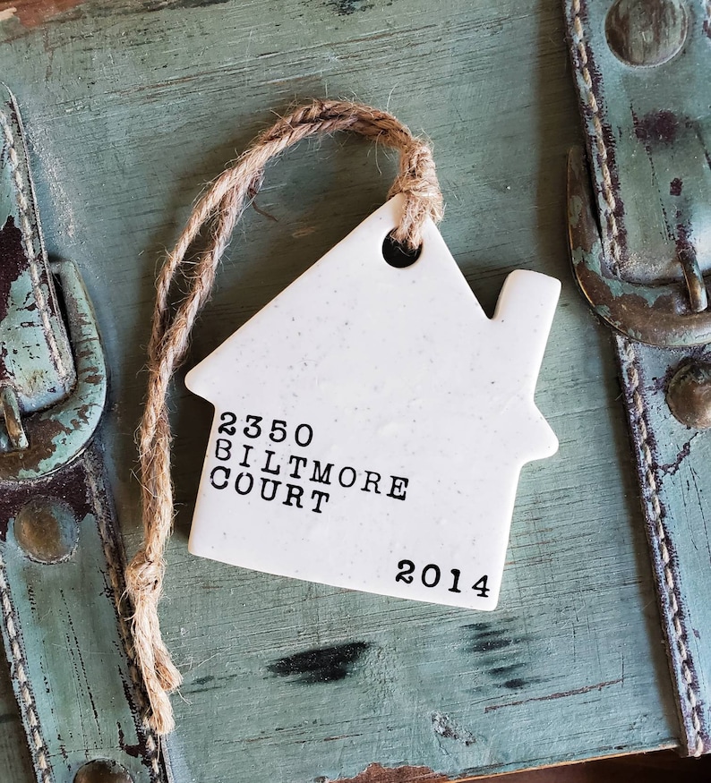 Personalized First Home Christmas Ornament / Address / Housewarming Gift / Clay 