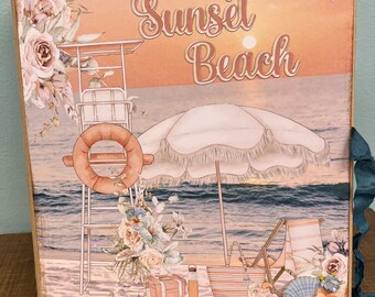 Sunset Beach Chipboard Mixed Media Scrapbook