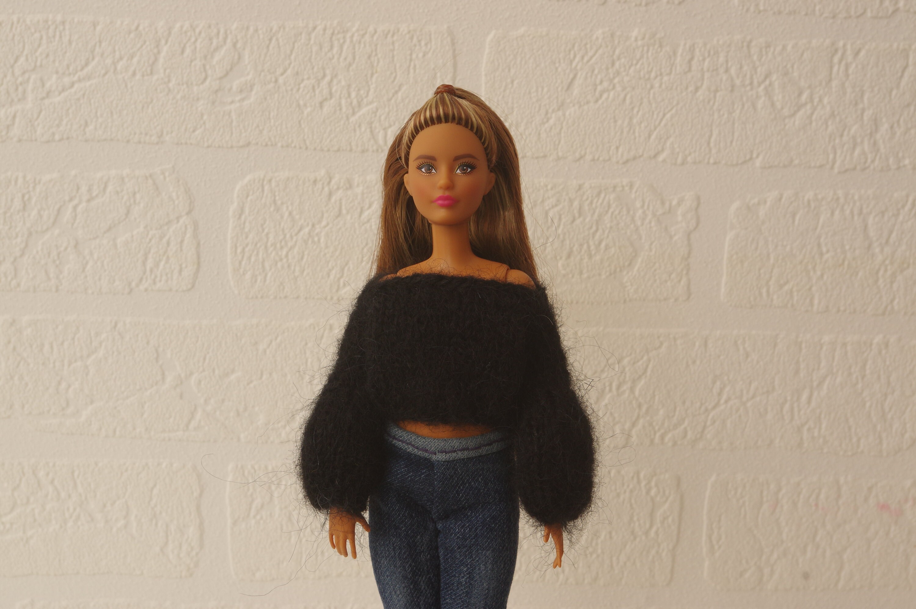 Doll sweater for 12 inch doll, doll outfit, gift for doll collector, 1/6 doll, dress up doll, popular fashion doll sweater, play scale doll