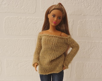 Doll sweater for 12 inch doll, doll outfit, gift for doll collector, 1/6 doll, dress up doll, popular fashion doll sweater, play scale doll