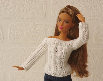 Doll sweater for 12 inch doll, doll outfit, gift for doll collector, 1/6 doll, dress up doll, popular fashion doll sweater, play scale doll