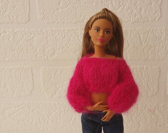 Doll sweater for 12 inch doll, doll outfit, gift for doll collector, 1/6 doll, dress up doll, popular fashion doll sweater, play scale doll