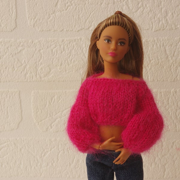 Doll sweater for 12 inch doll, doll outfit, gift for doll collector, 1/6 doll, dress up doll, popular fashion doll sweater, play scale doll