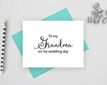 To my grandma on my wedding day card, folded wedding cards, wedding stationery, folded note cards,  wedding stationary, wedding notes