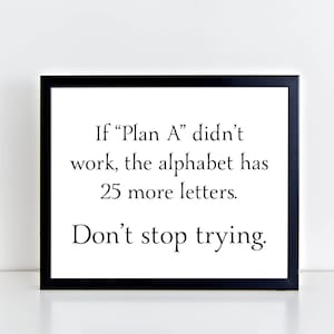 Motivational print, inspirational wall art, positive inspiration, inspirational gift, motivational gift, perseverance art print, keep trying