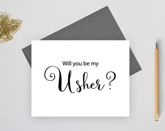 Will you be my usher card, wedding stationery set, folded note cards, folded wedding cards, wedding stationary, wedding note cards