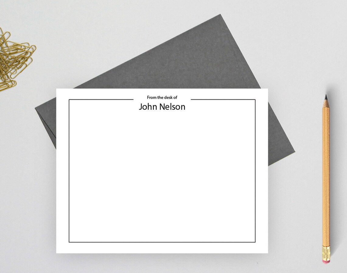 Personalized Stationery for Men, Personalized Note Card Set, Custom ...