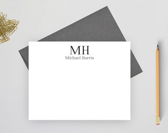 Personalized Stationery for men, Monogram Personalized note card set,  Monogrammed Personalized stationery set, gift for him,
