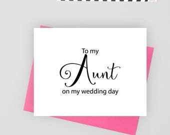To my aunt on my wedding day card, wedding stationery, folded note cards, folded wedding cards, wedding stationary, wedding note cards