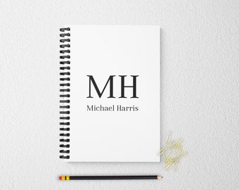 Monogram personalized notebook monogram, monogram personalized journal for men, personalized monogram notebook, writing paper