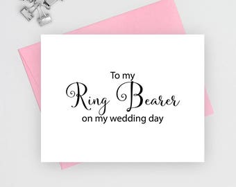 To my ring bearer on my wedding day card, wedding stationary, folded wedding card, wedding stationery, folded note card, wedding notes