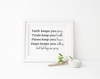 Faith print, inspirational wall art,  home decor print, religious gift, inspirational quote, wall decor, inspirational living room decor