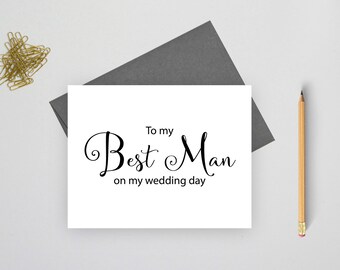 To my best man on my wedding day card, wedding stationery, folded note cards, folded wedding cards, wedding stationary, wedding note cards