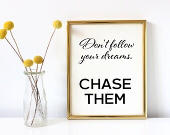 Dream digital Print, INSTANT DOWNLOAD, inspirational wall art, printable wall art, printable home decor, printable sign, typography art
