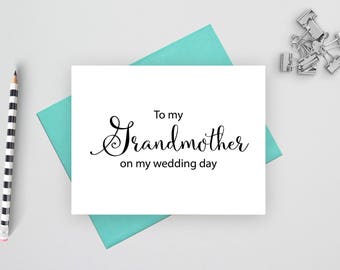 To my grandmother on my wedding day card, folded wedding cards, wedding stationery, folded note cards,  wedding stationary, wedding notes