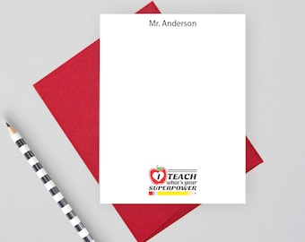 Teacher appreciation gift, teacher stationary, teacher gift, personalized stationery set, custom stationery, personalized note cards, TMS